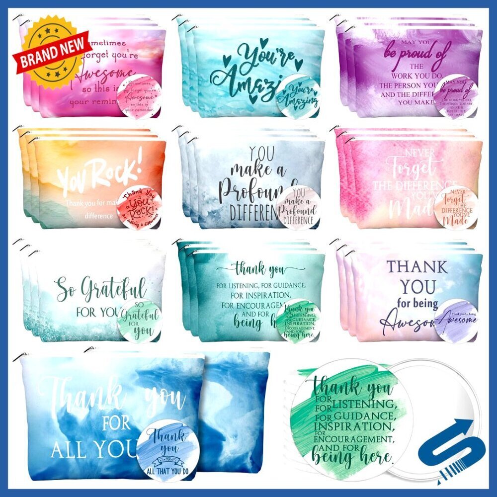 Canvas Makeup Bags with Compact Mirrors Inspirational Gifts Bulk Set